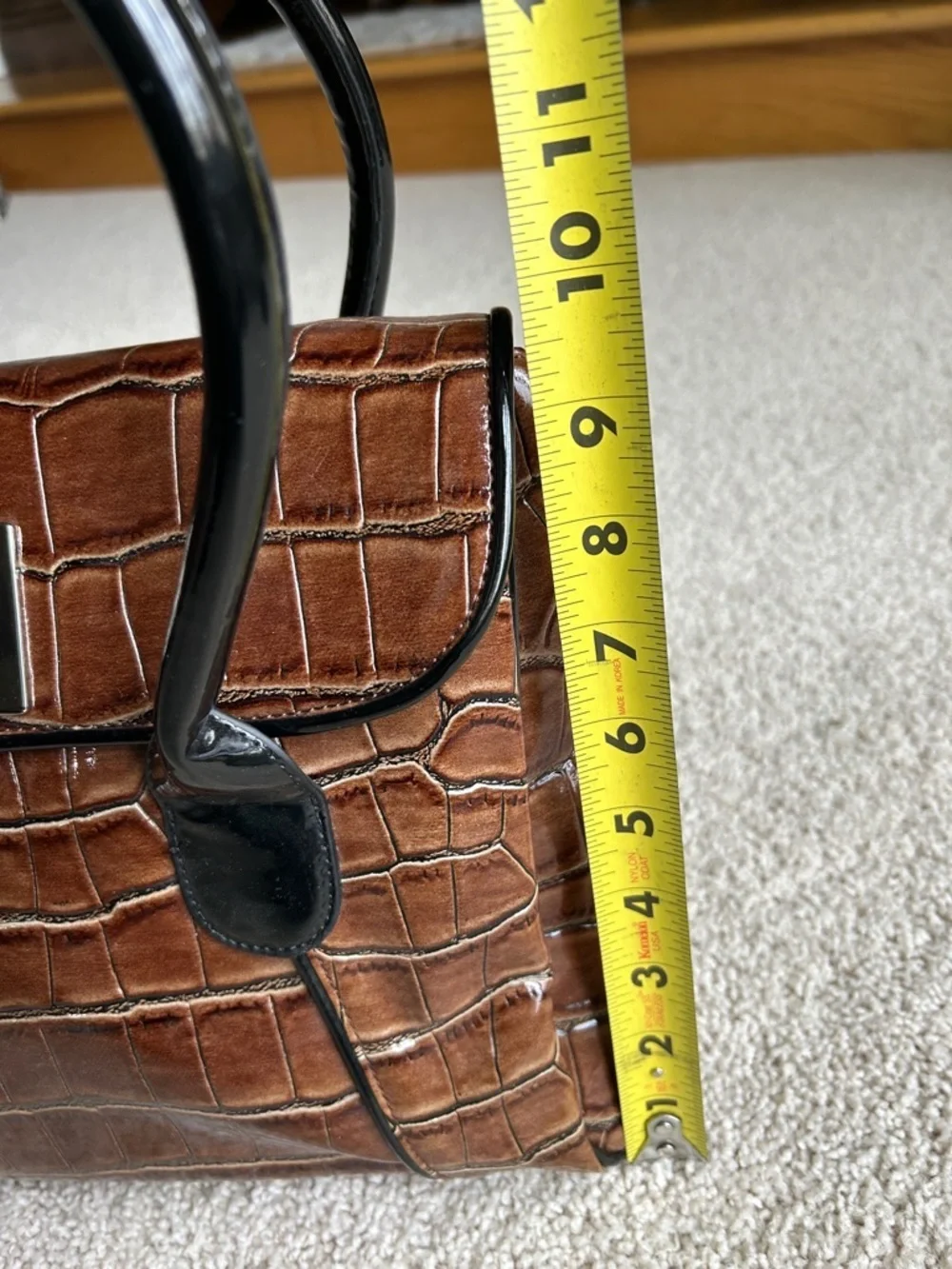 WHITE HOUSE, BLACK MARKET REPTILE, PRINT BROWN SATCHEL BAG